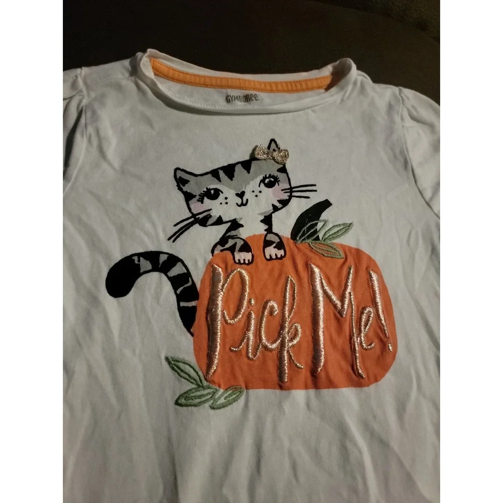 Gymboree cat pumpkin Halloween fall autumn pick me top size 5t